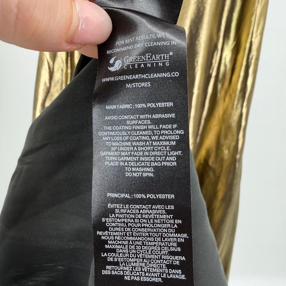 Gold Metallic Strappy Maxi Dress Side Split Evening Gown Size US 6 - Picture 4 of 12